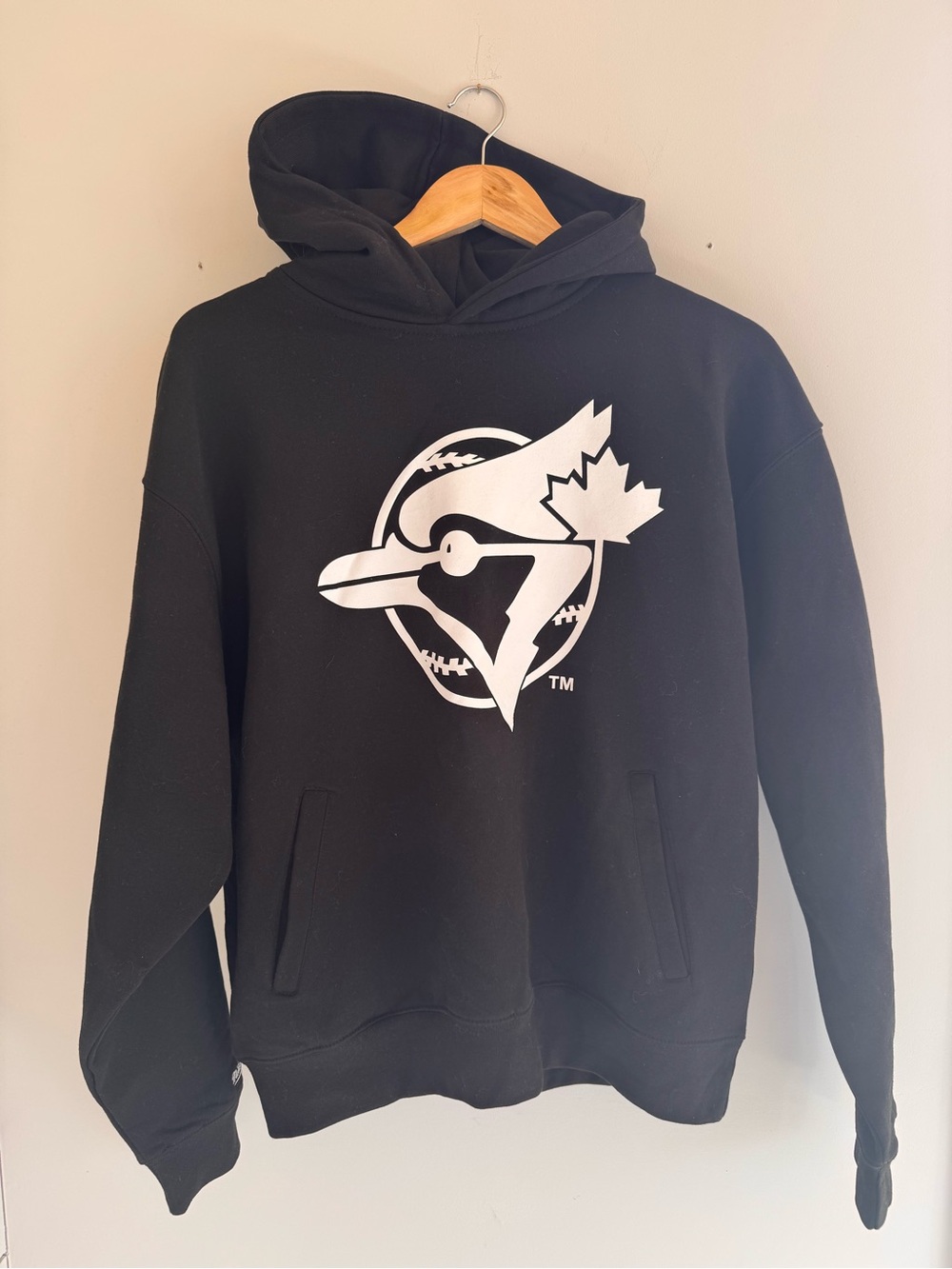 Mitchell & Ness Black Hoodie with White Blue Jay Emblem